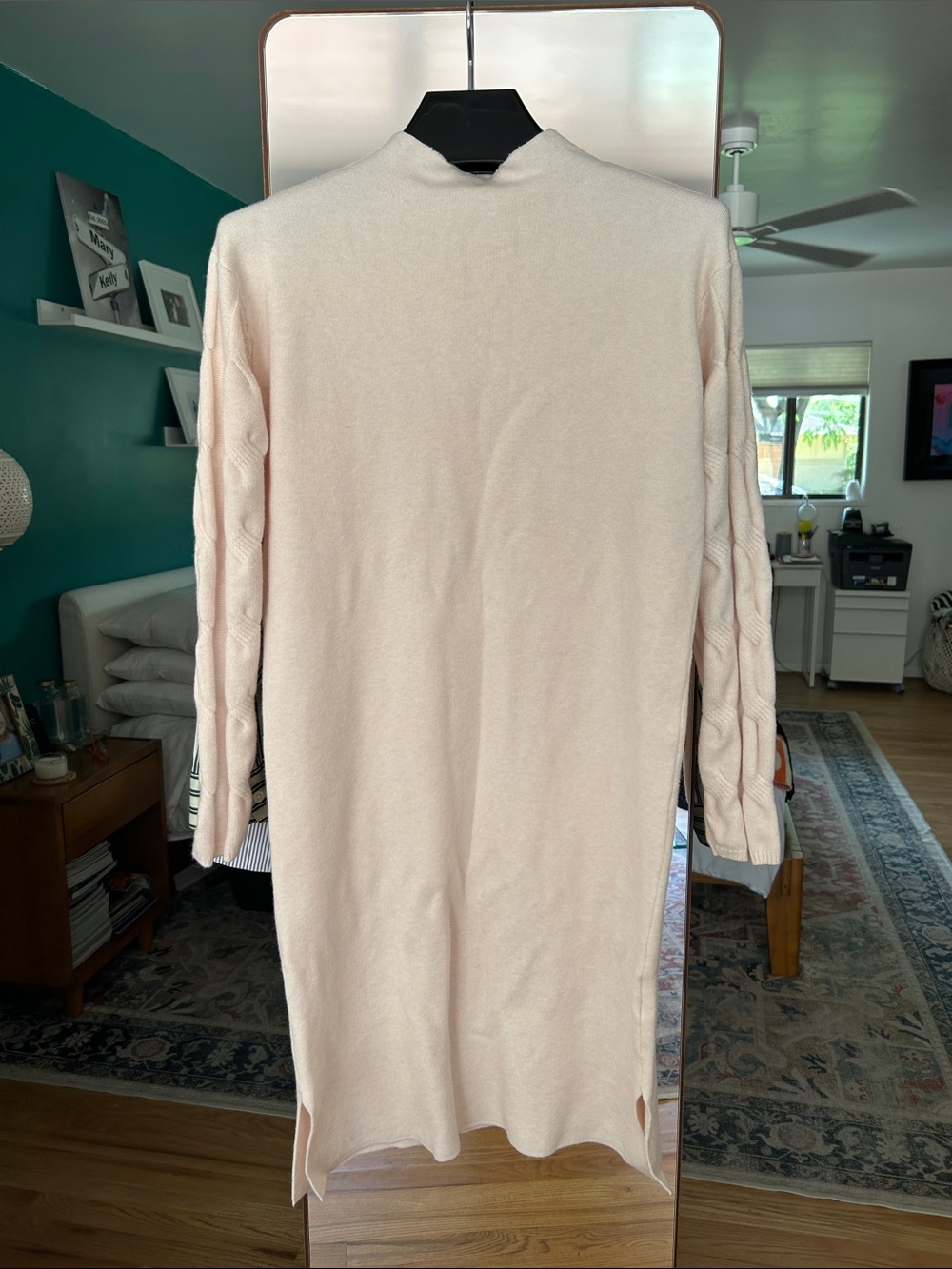 Cashmere Long Sleeve Knit Dress in Soft Blush - Marina Vivaldi